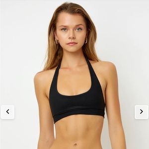 NWT Stevie Halter Scoop Bikini Top black size small